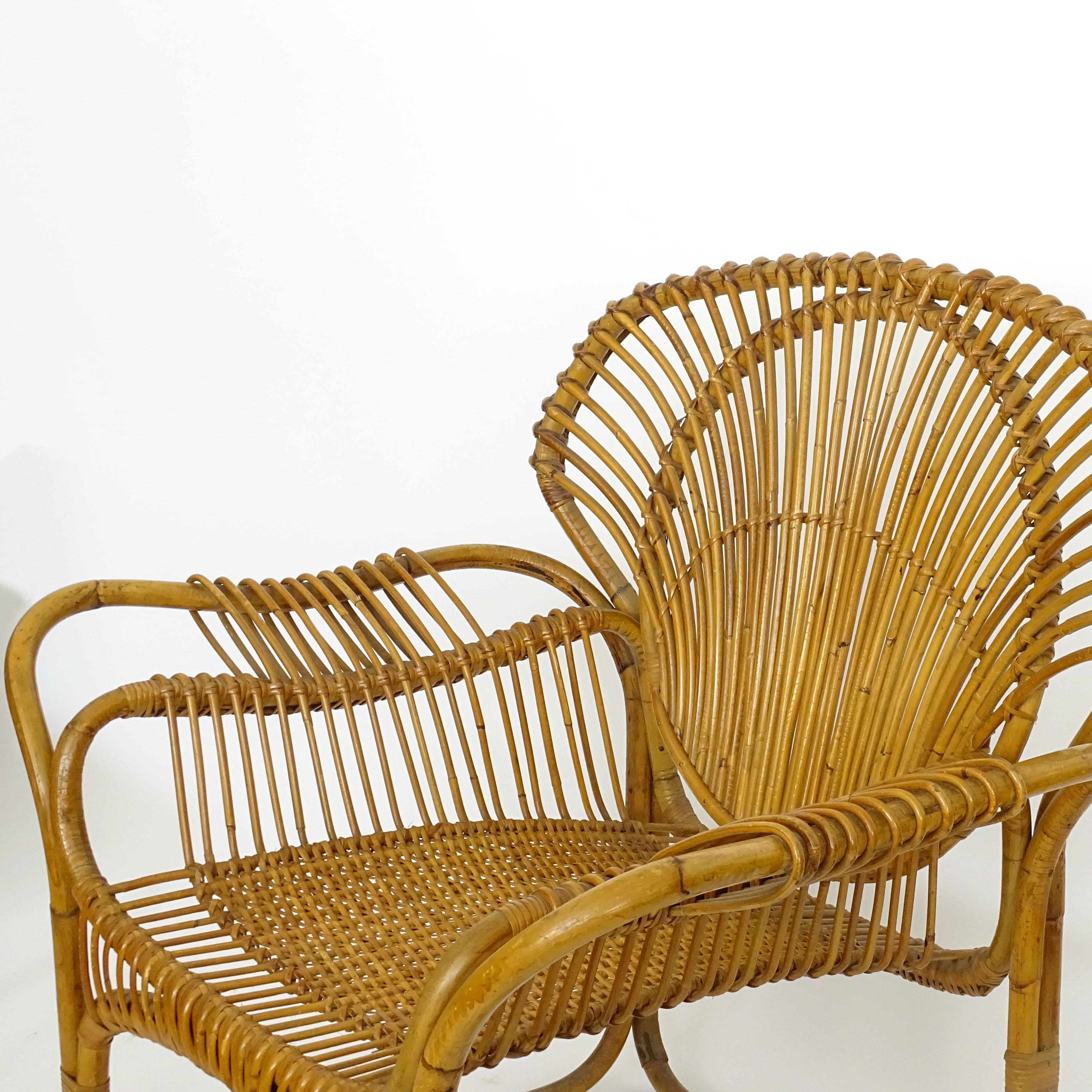 Single Italian 1950s Bamboo Lounge Chair en venta 1