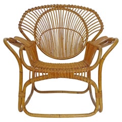 Single Italian 1950s Bamboo Lounge Chair