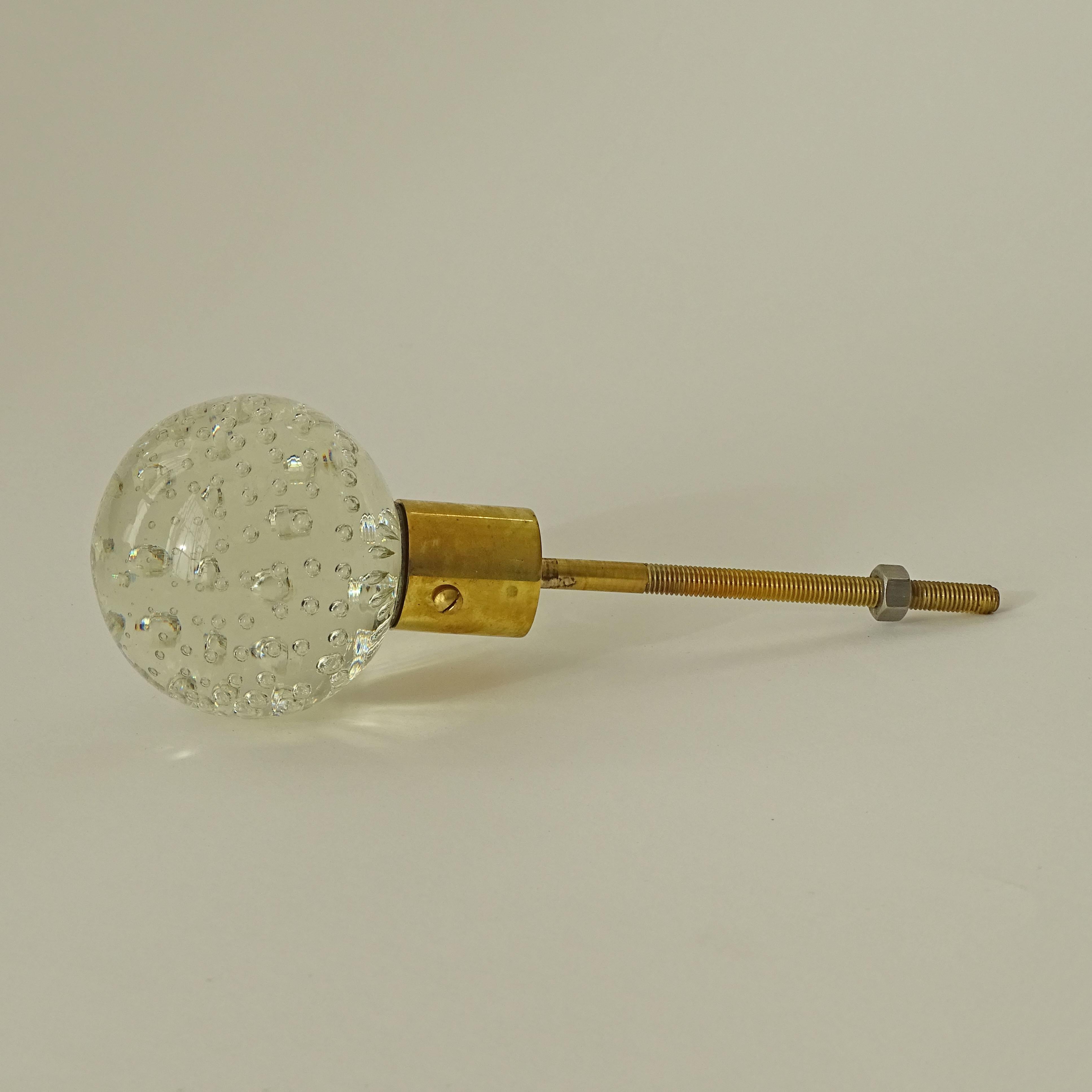 Mid-Century Modern Single Italian 1950s Murano Bubble Glass Door Handle For Sale
