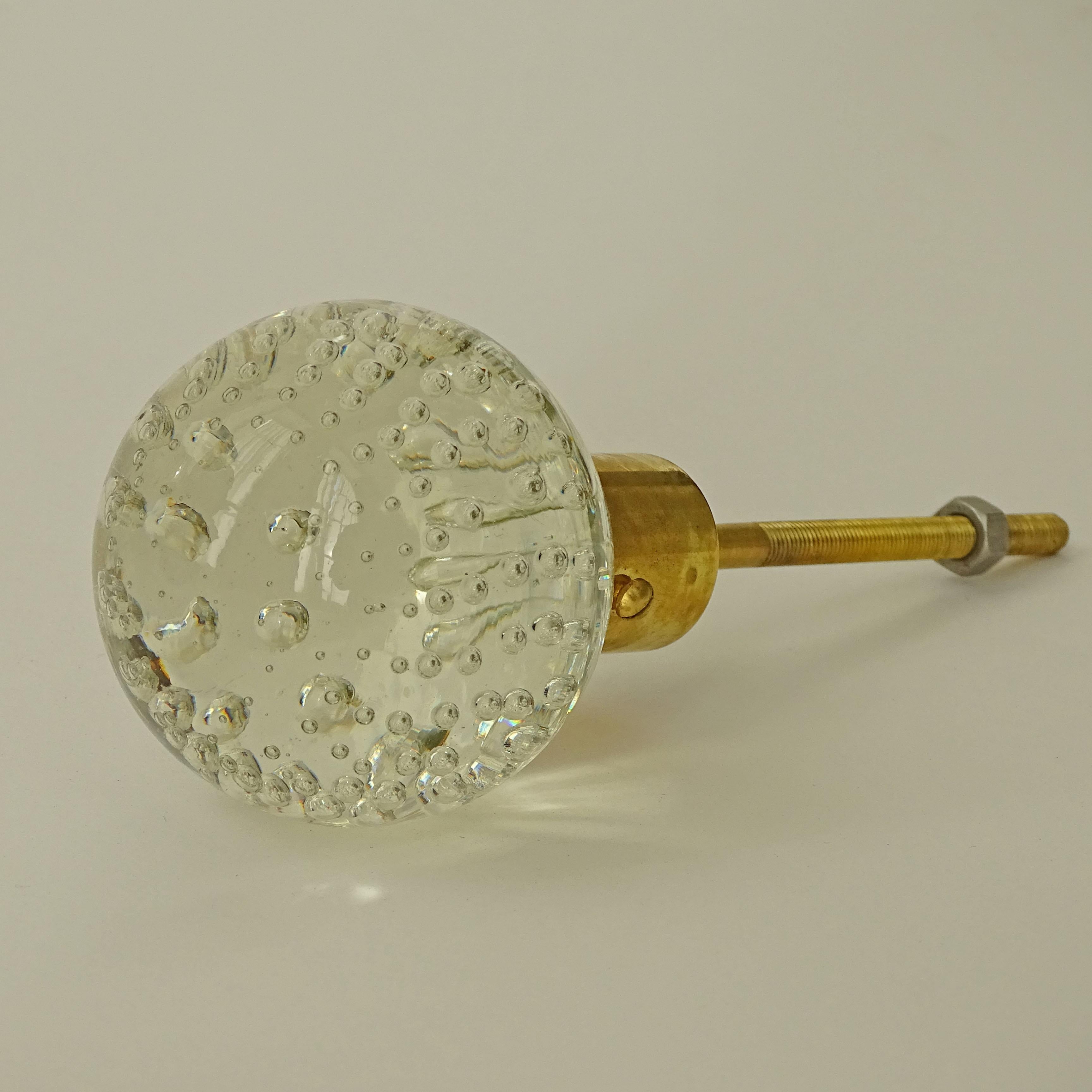 Mid-20th Century Single Italian 1950s Murano Bubble Glass Door Handle For Sale