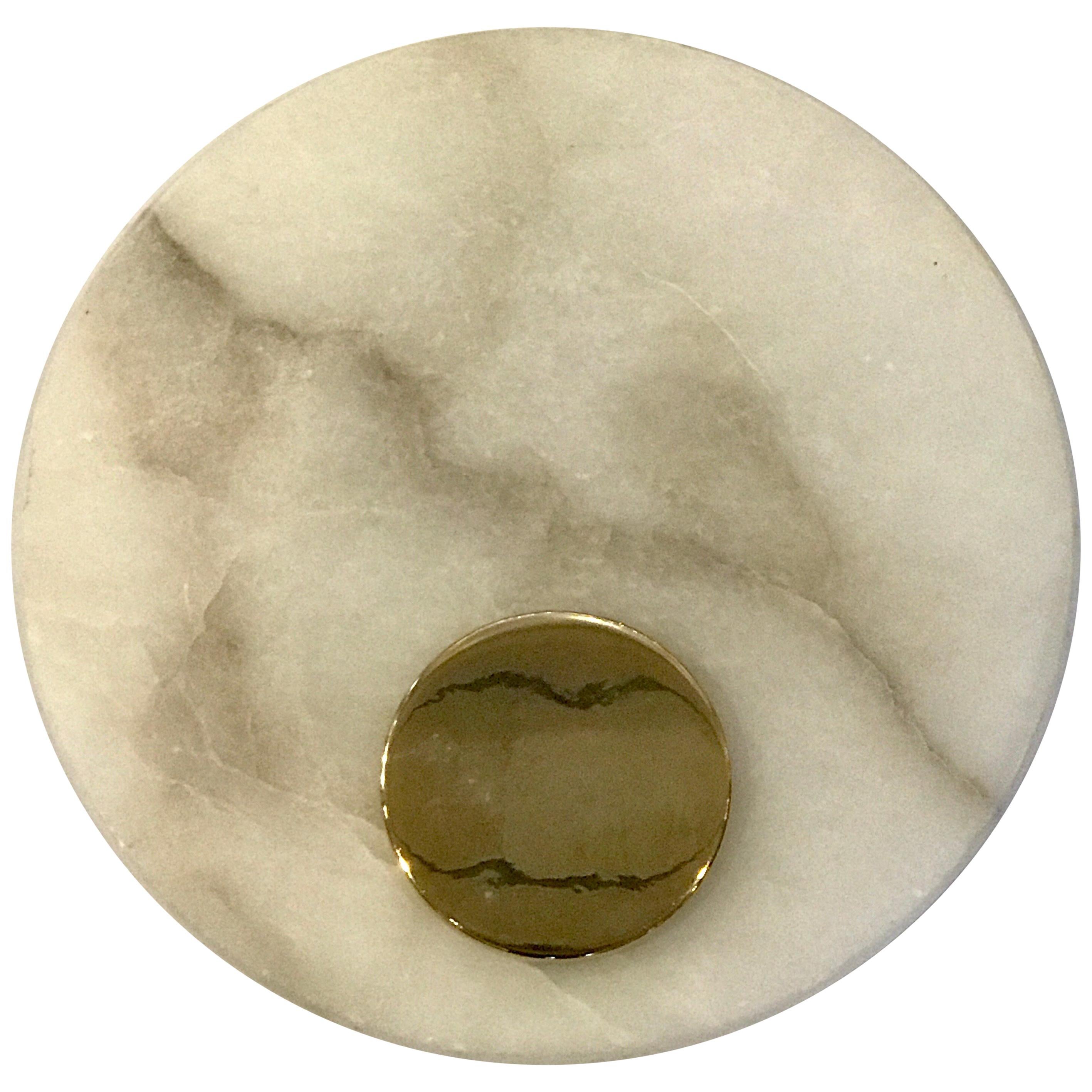 Single Italian Circular Carrara Marble Wall Sconce For Sale