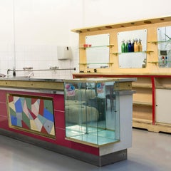 Single Italian Colored Formica, Wood, Steel and Brass Vintage Bar, 1950s