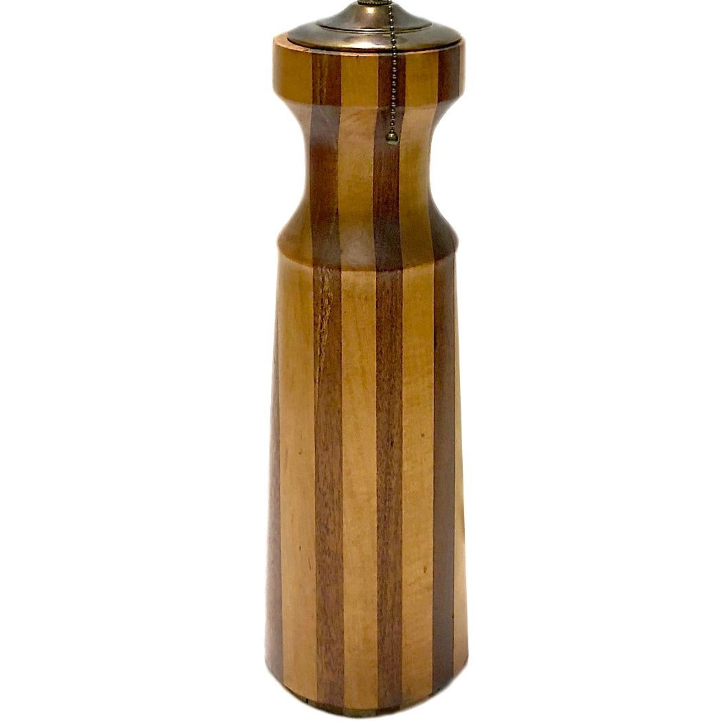 Mid-20th Century Single Italian Marquetry Table Lamp For Sale