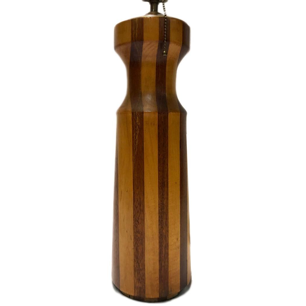 Wood Single Italian Marquetry Table Lamp For Sale