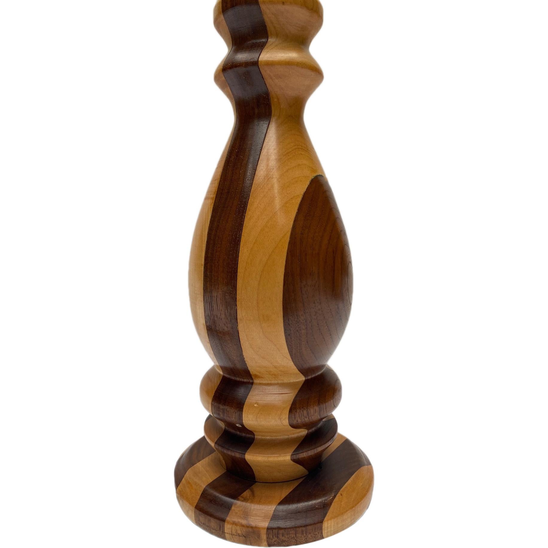 Wood Single Italian Marquetry Table Lamp For Sale