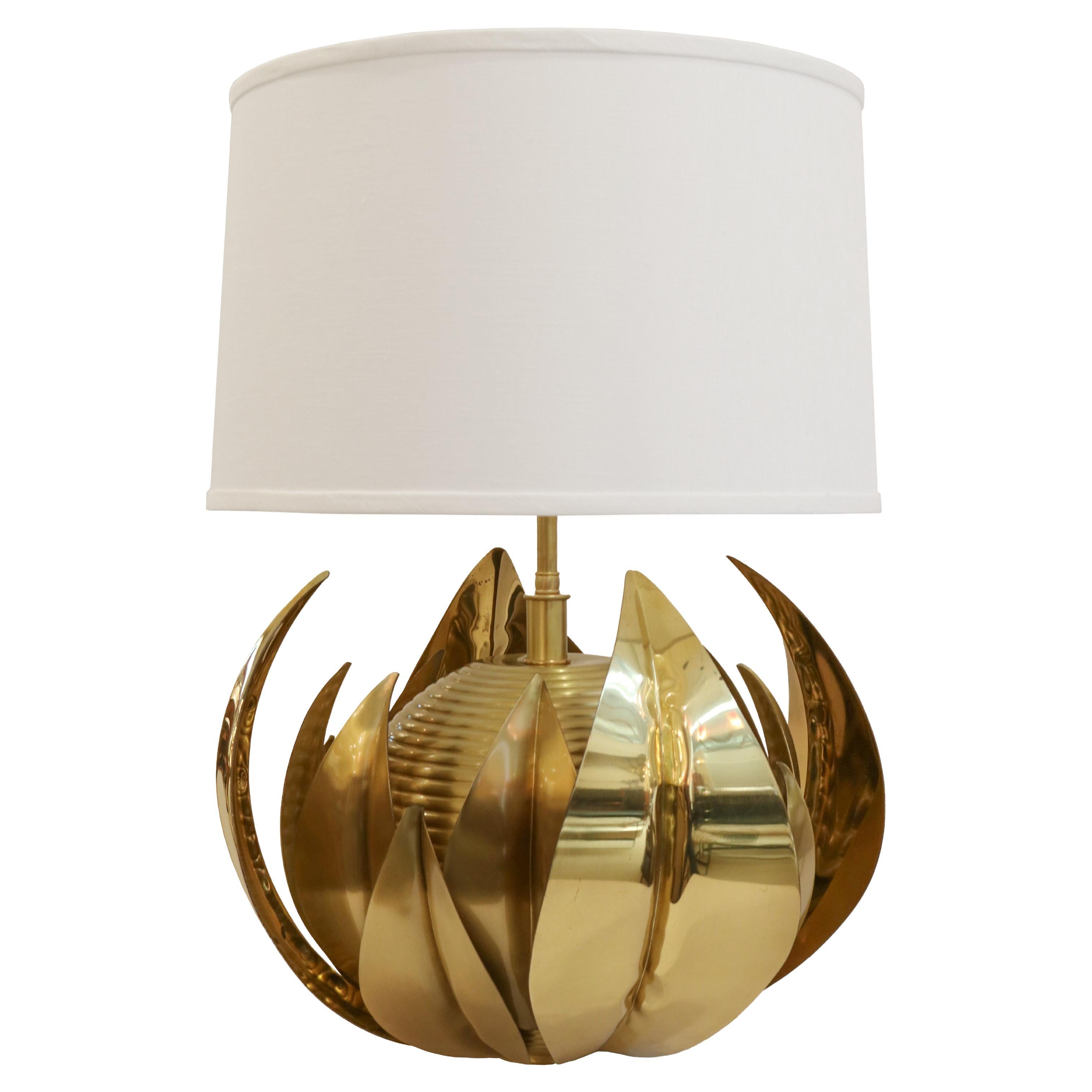 Single Italian Mid-Century Brass Table Lamp , 1950's