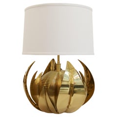 Single Italian Mid-Century Brass Table Lamp , 1950's
