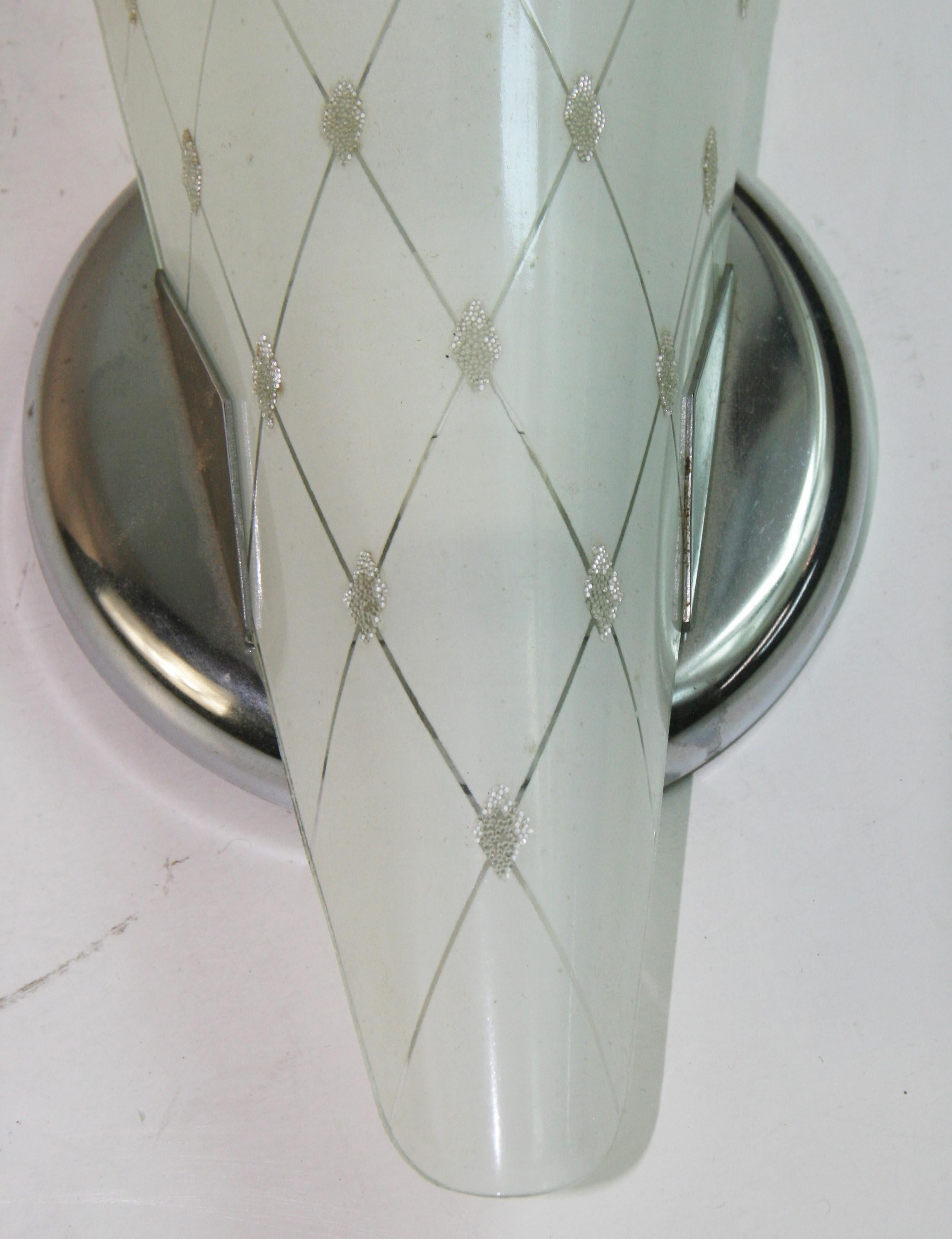 Mid-20th Century Single Italian Mid Century  Frosted Glass Leaf Sconces For Sale