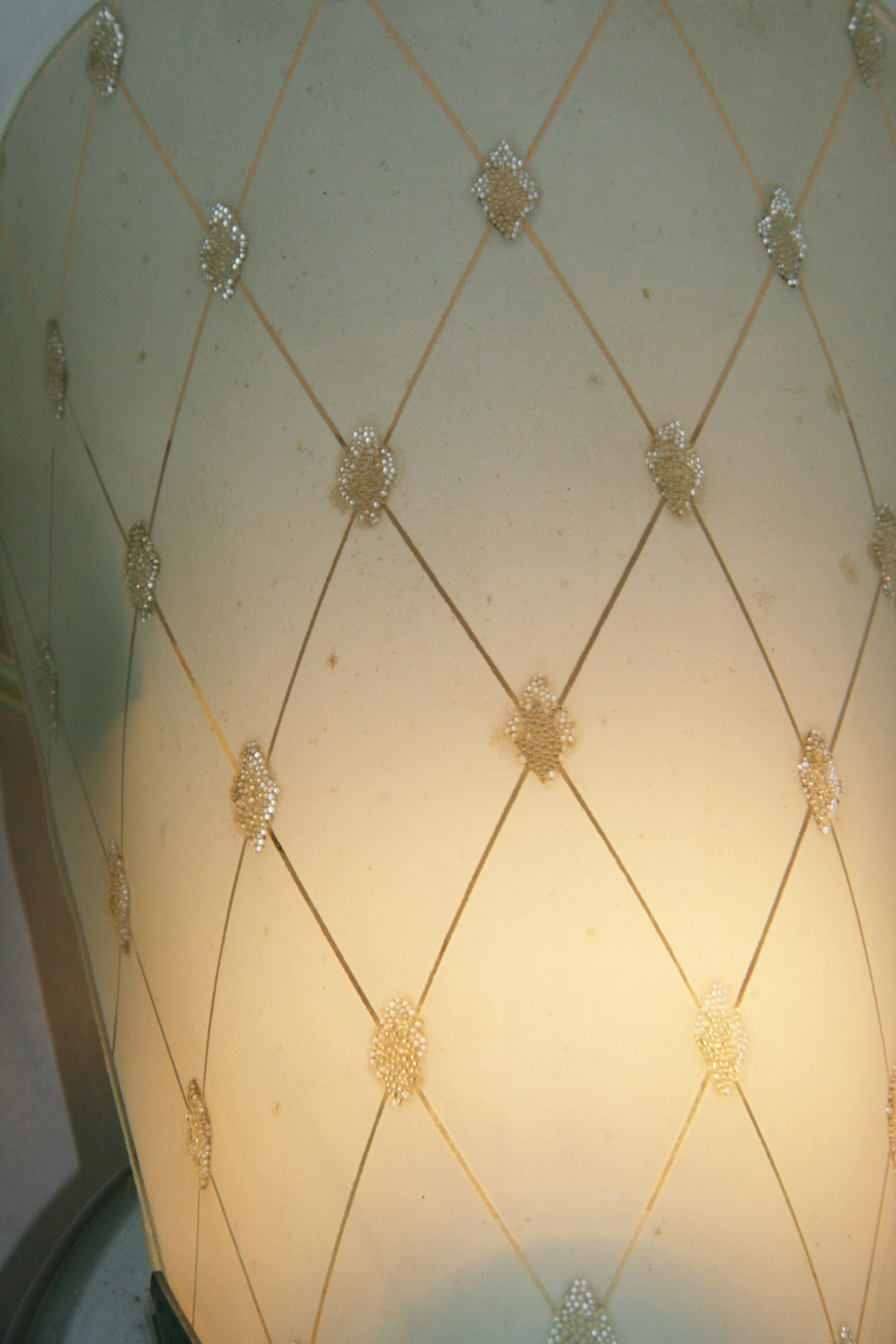 Single Italian Mid Century  Frosted Glass Leaf Sconces For Sale 4