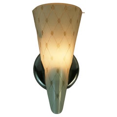 Single Italian Mid Century  Frosted Glass Leaf Sconces