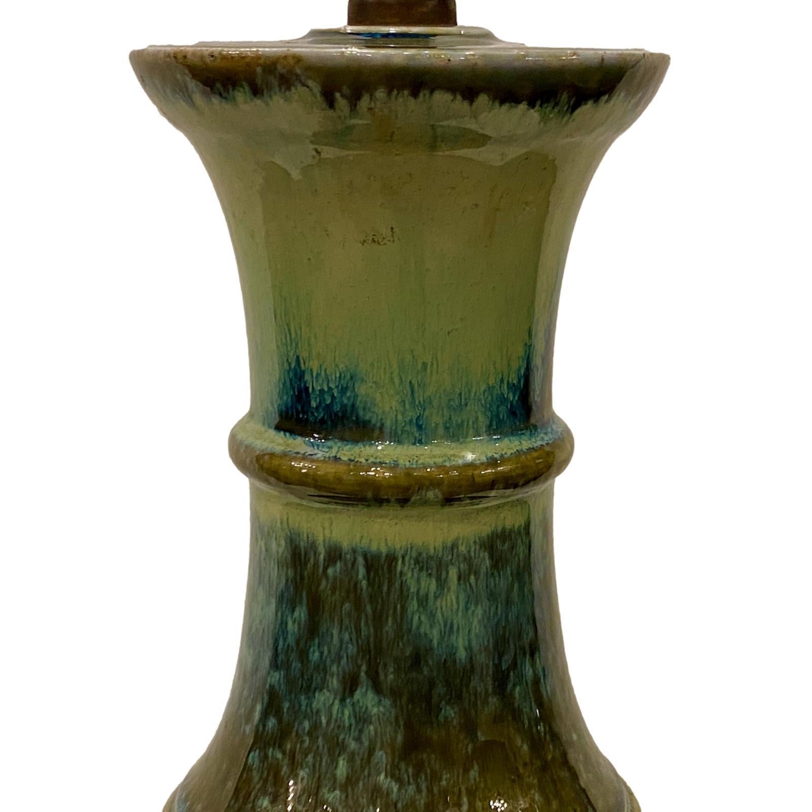 Glazed Single Italian Mid Century Porcelain Table Lamp