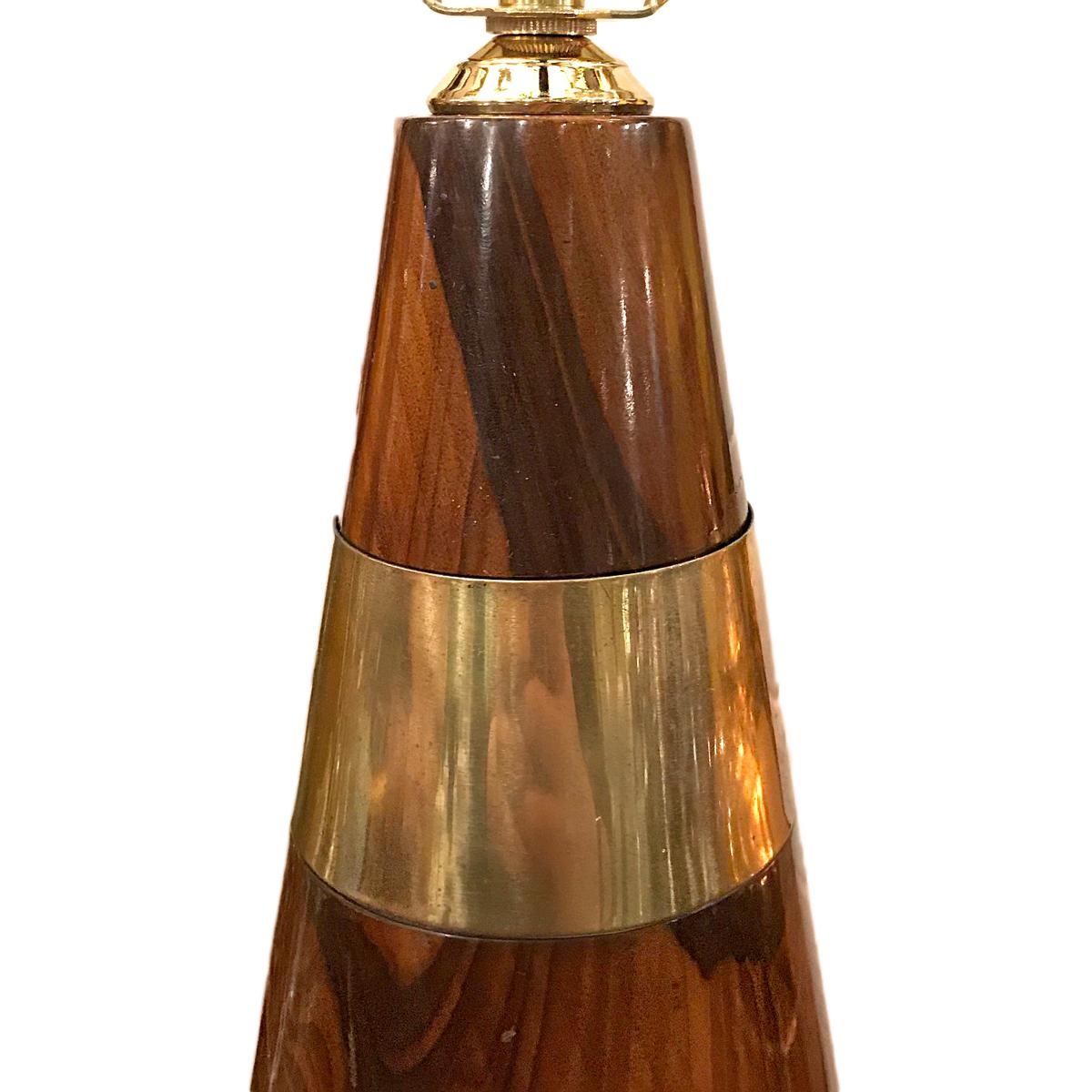 Gilt Single Italian Midcentury Conical Lamp For Sale