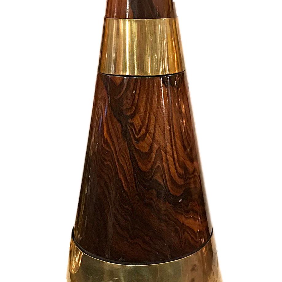 Wood Single Italian Midcentury Conical Lamp For Sale