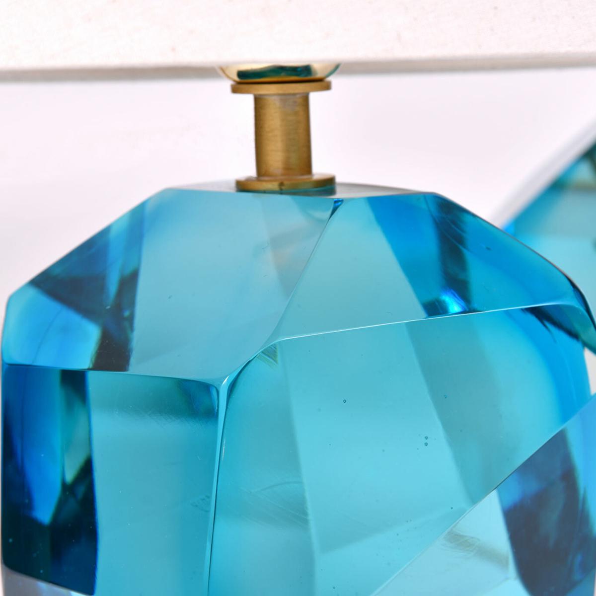 Single Italian Murano Aquamarine 'Rock' Table Lamp For Sale 1