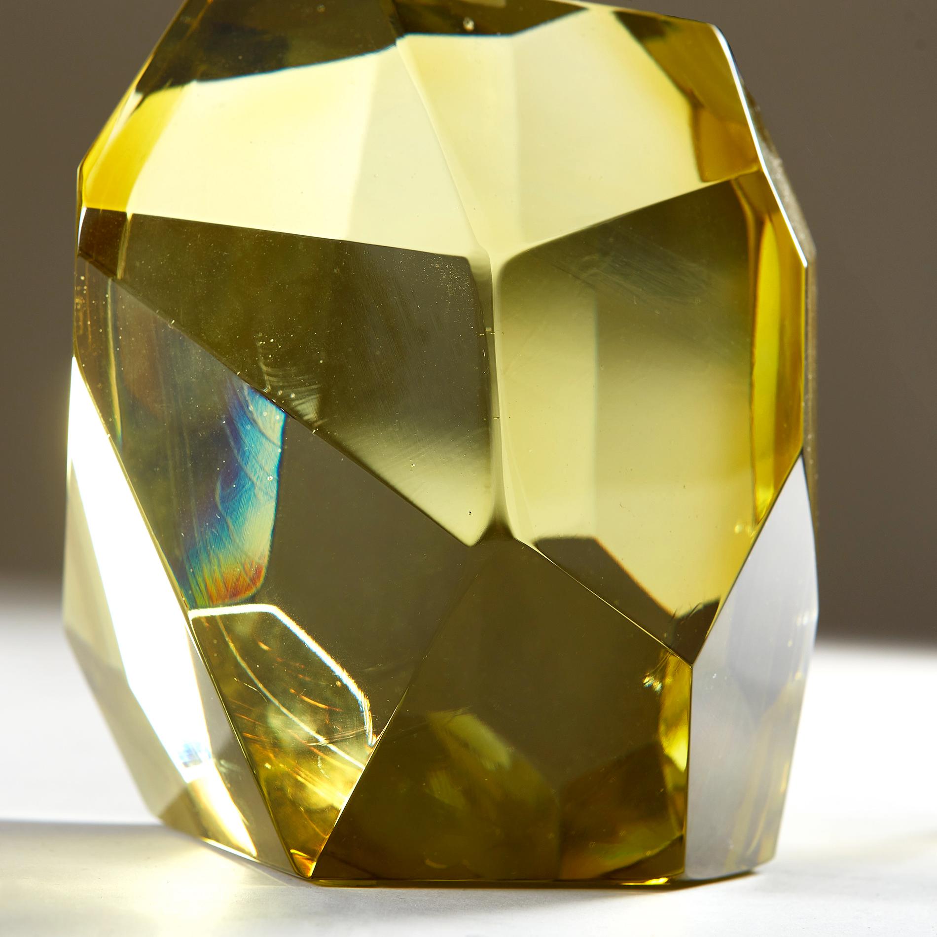 Murano Glass Single Italian Murano Citrine  'Rock' Table Lamp For Sale