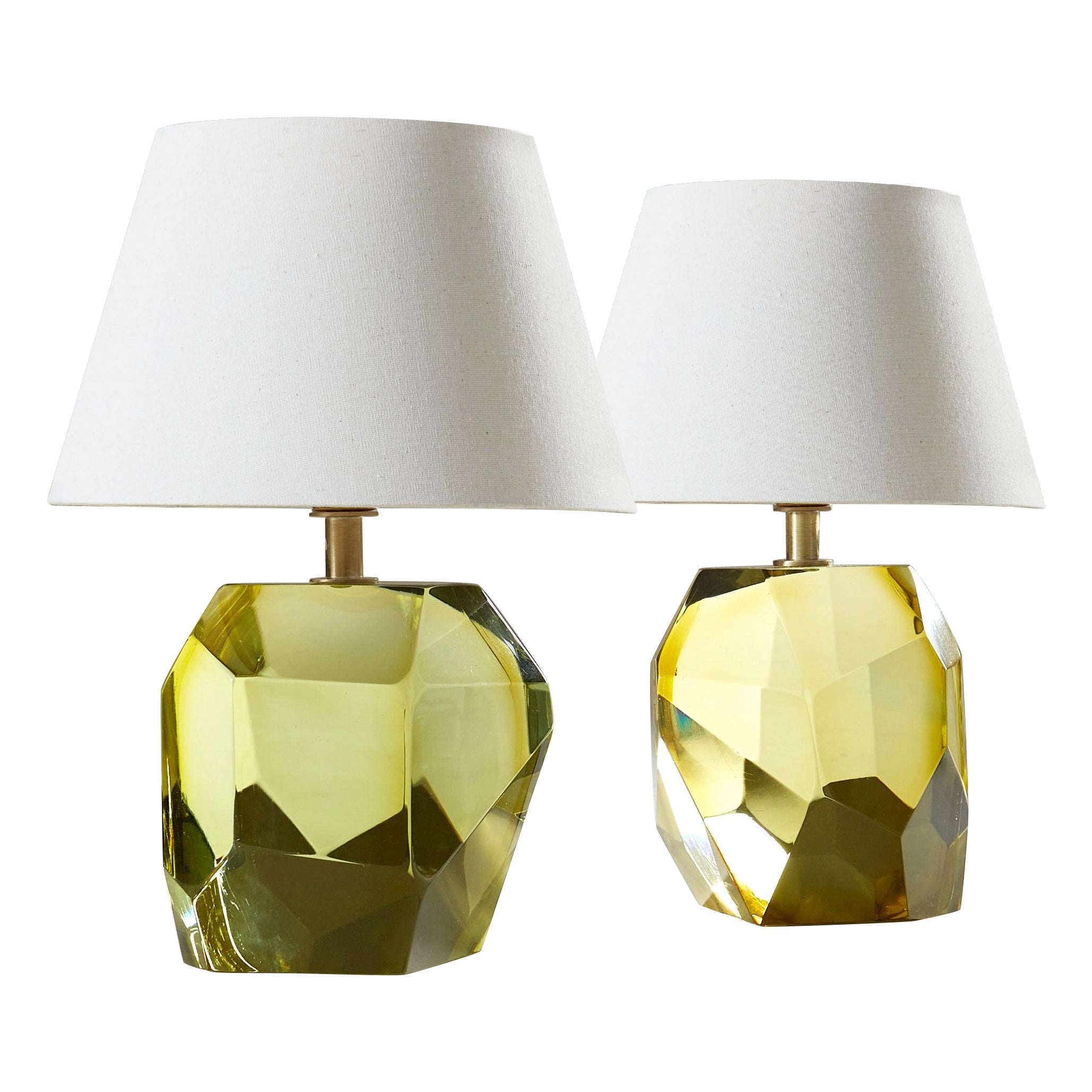 Single Italian Murano Citrine  'Rock' Table Lamp
