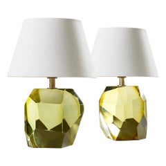 Single Italian Murano Citrine  'Rock' Table Lamp