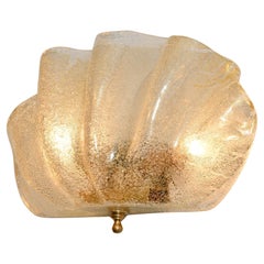 Vintage Single Italian Murano gold flecked Clam Shell Wall Light