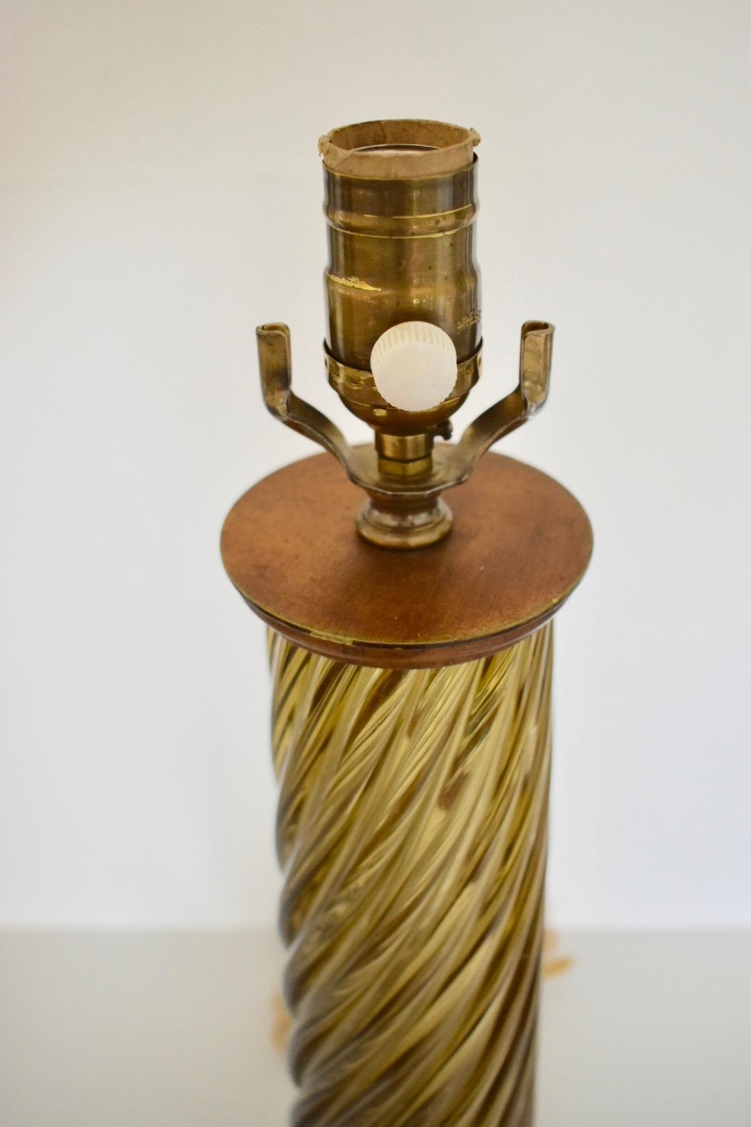 Single Italian Murano Marbro Glass Lamp in Bronze by Seguso In Good Condition For Sale In Dallas, TX
