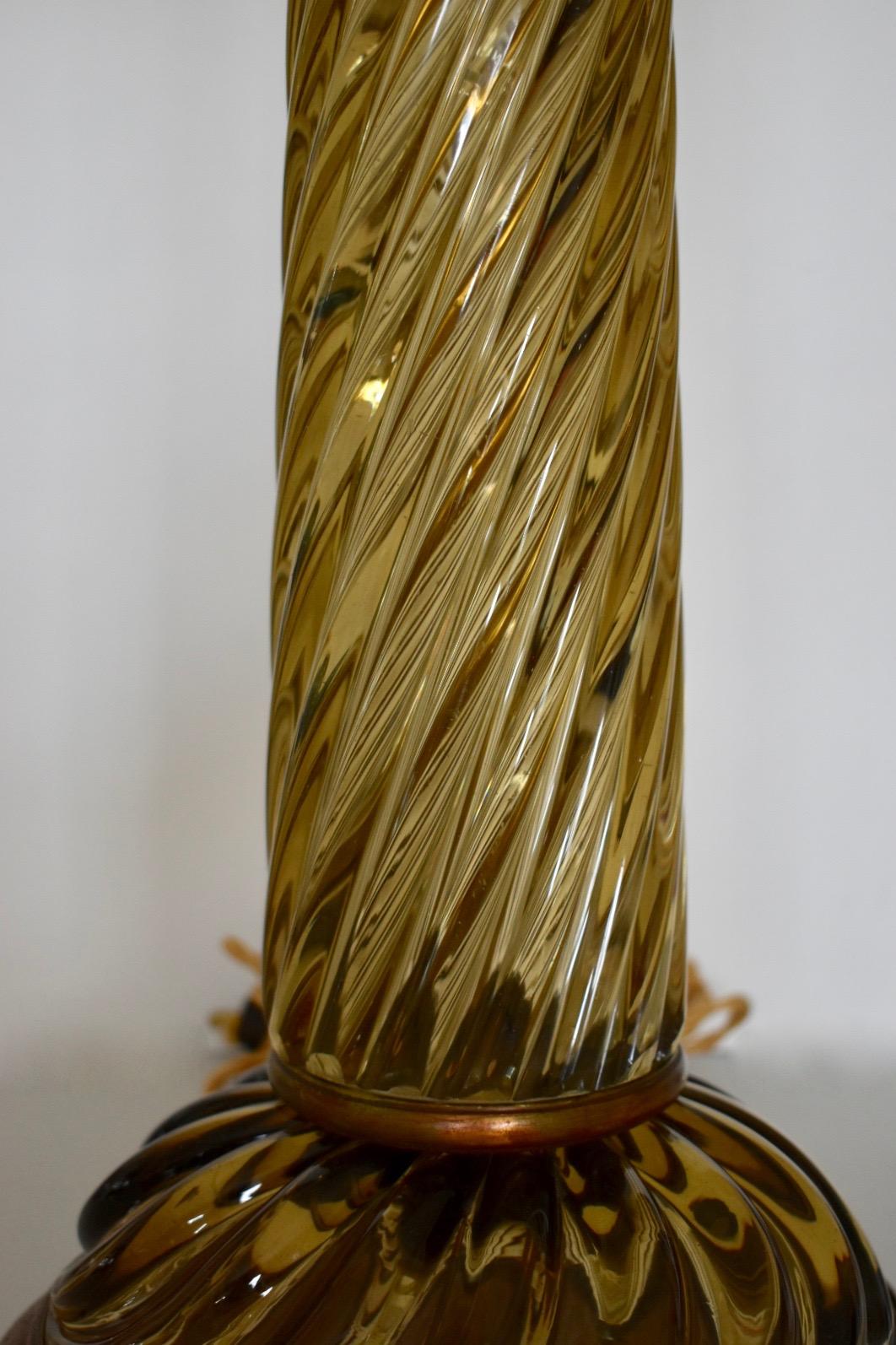 Single Italian Murano Marbro Glass Lamp in Bronze by Seguso For Sale 1