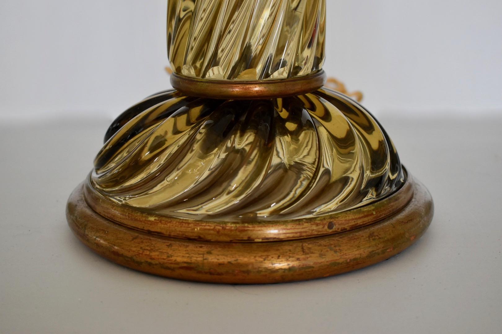 Single Italian Murano Marbro Glass Lamp in Bronze by Seguso For Sale 3