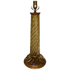 Vintage Single Italian Murano Marbro Glass Lamp in Bronze by Seguso