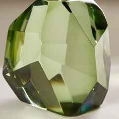 Single Italian Murano Pale Green Rock Jewel Table Lamp