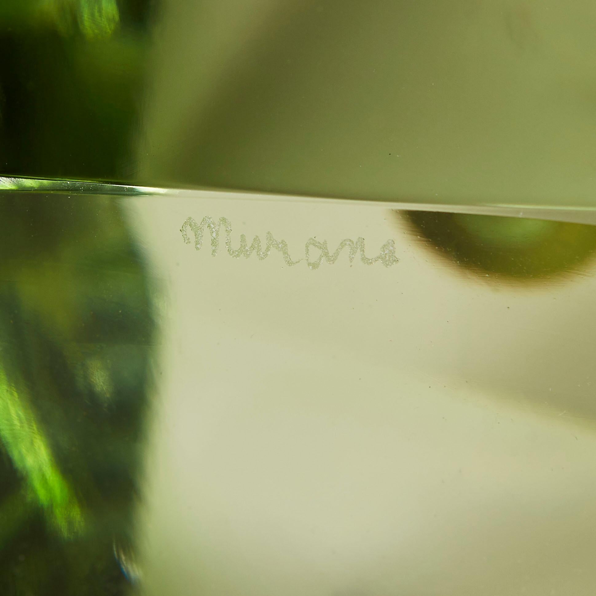 Contemporary Single Italian Murano Pale Green Rock Jewel Table Lamp For Sale