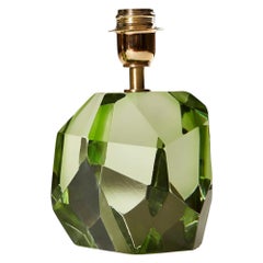Single Italian Murano Pale Green Rock Jewel Table Lamp