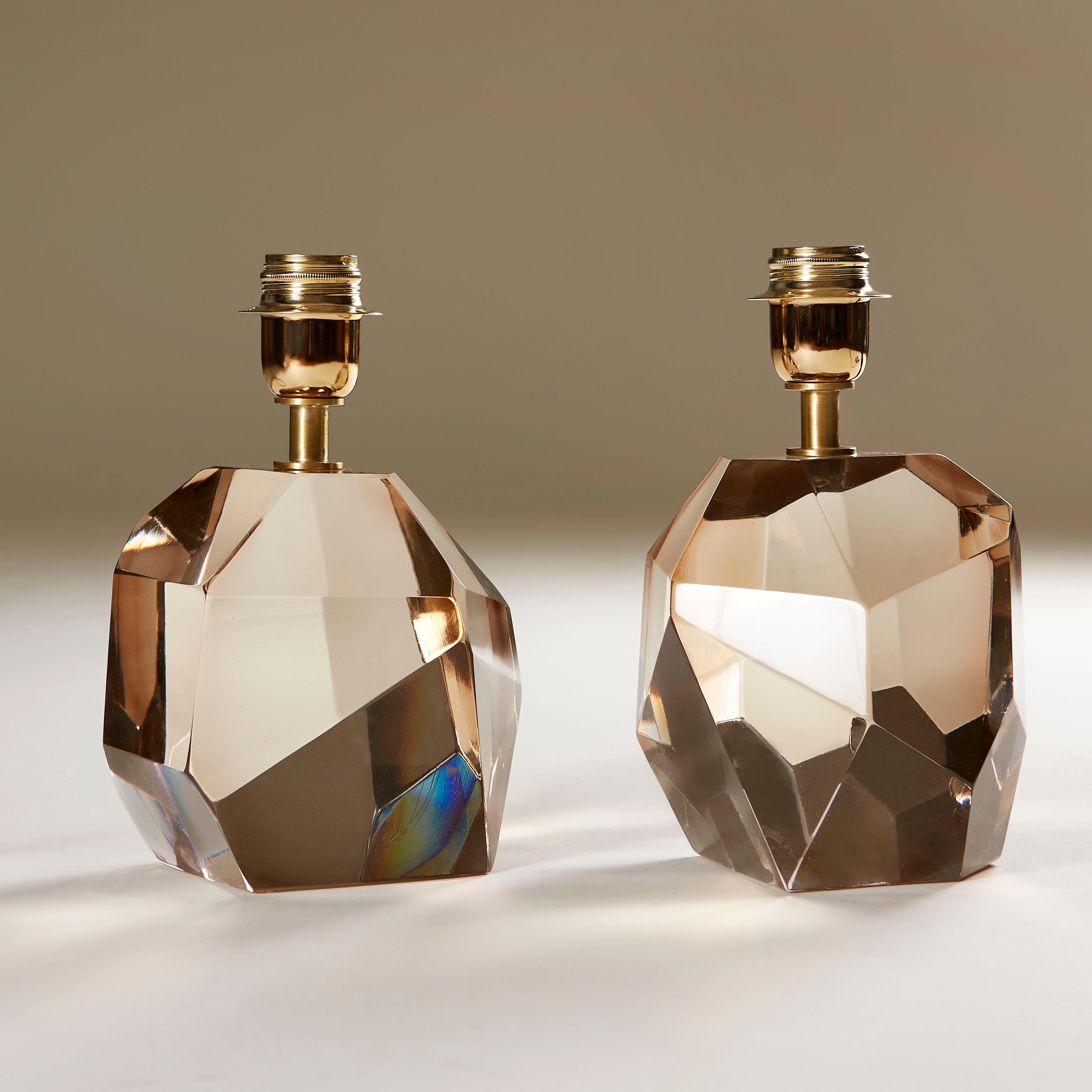 Single Italian Murano Pale Pink Rock Jewel Table Lamp In New Condition For Sale In London, GB