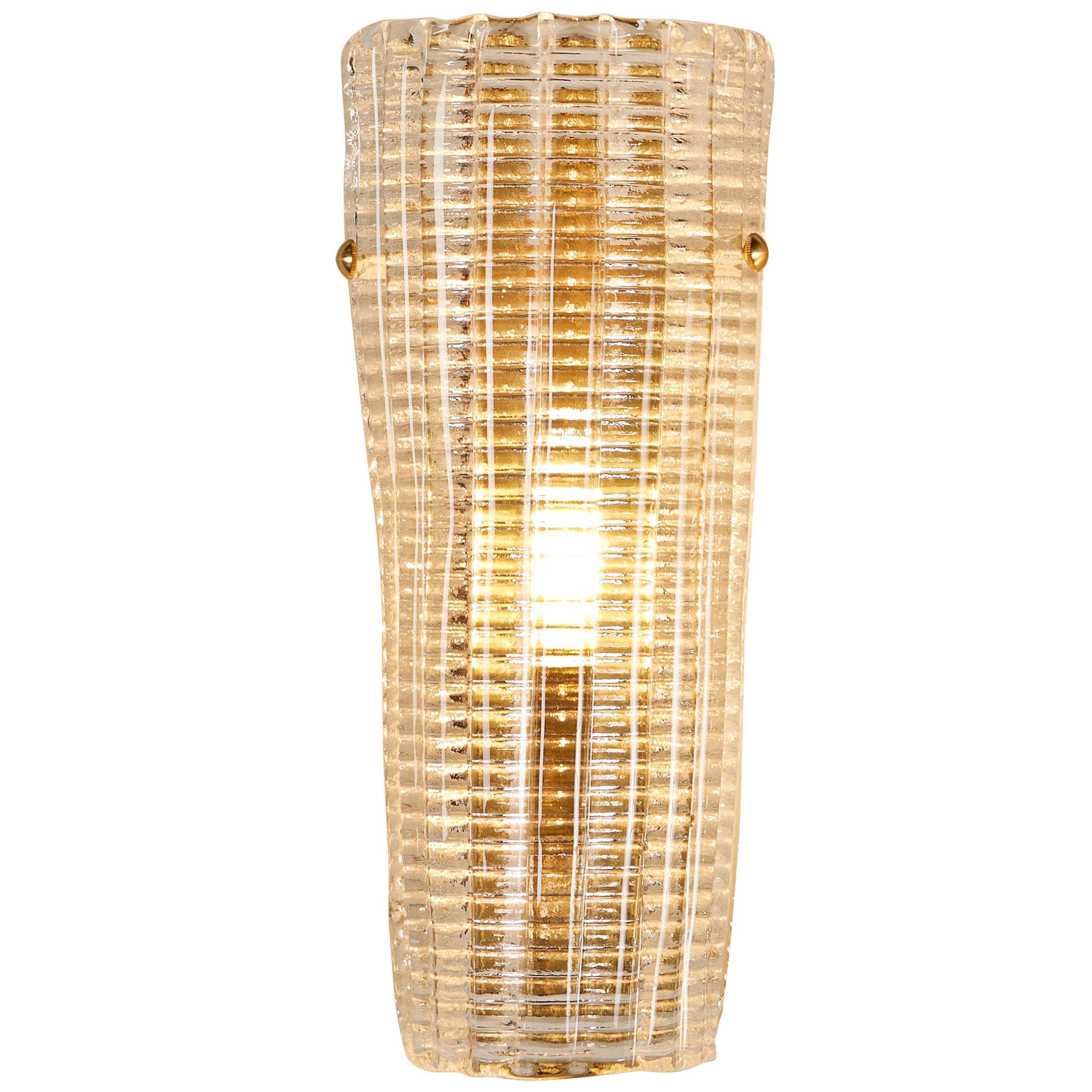 Singola lampada da parete italiana in vetro testurizzato e ottone di Murano