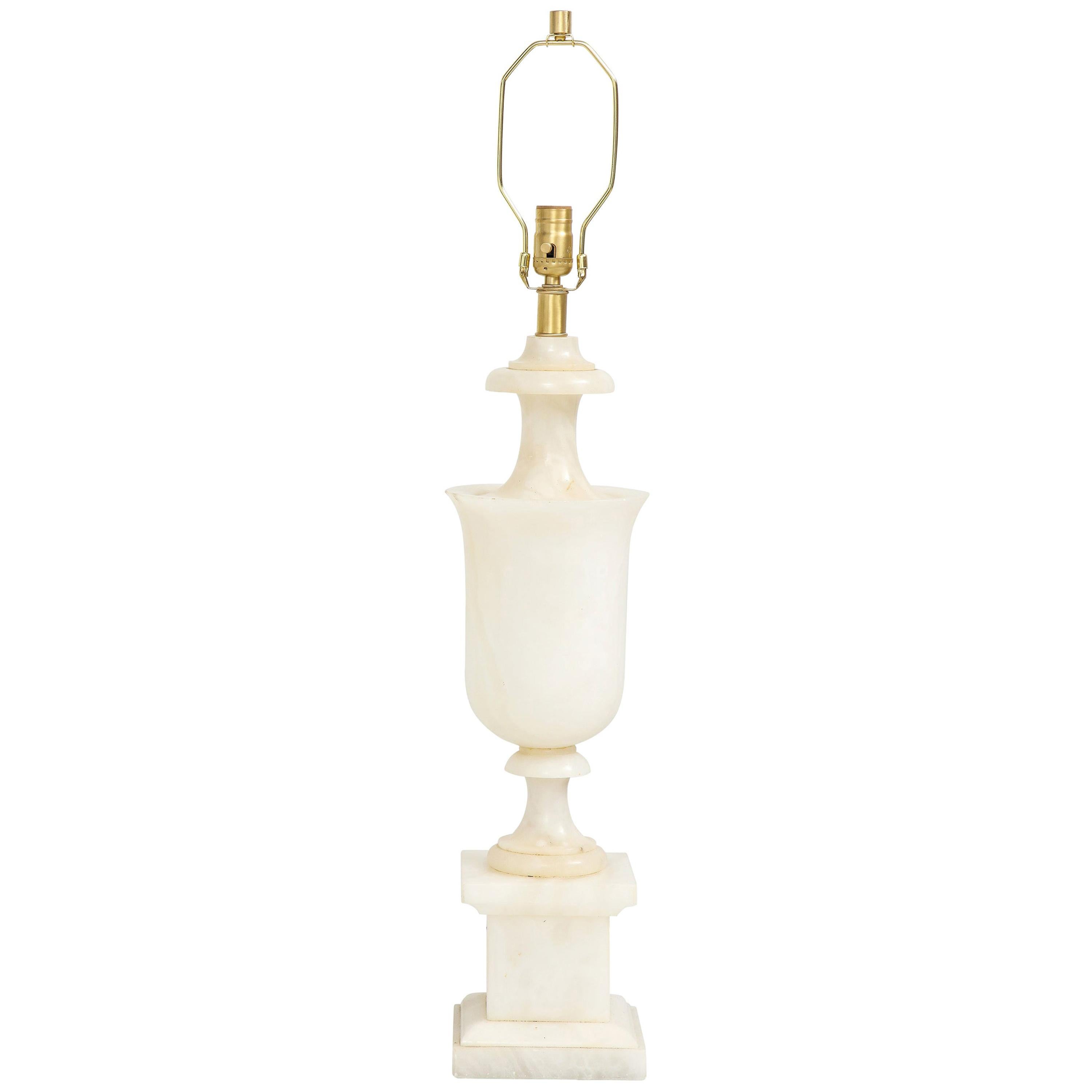 Single Italian Neoclassical Alabaster Lamp For Sale