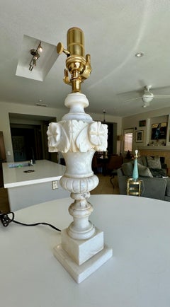 Single Italian Urn Neoclassic Alabaster Table Lamp