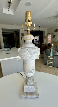 Single Italian Urn Neoclassic Alabaster Table Lamp