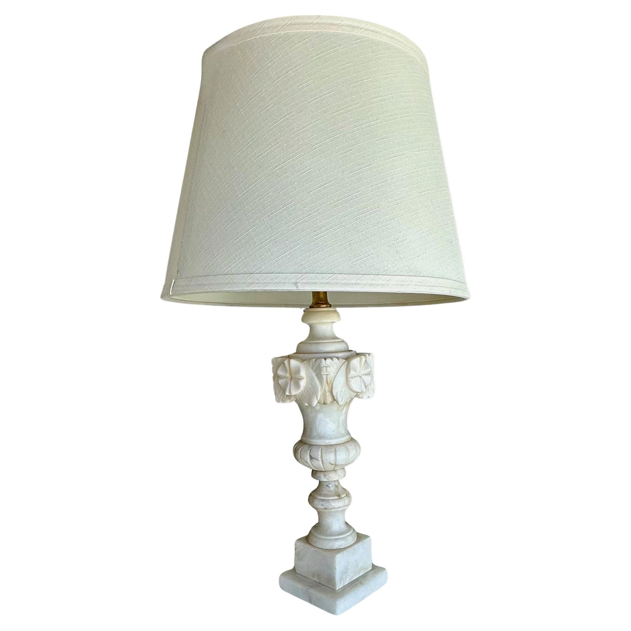 Single Italian Urn Neoclassic Alabaster Table Lamp