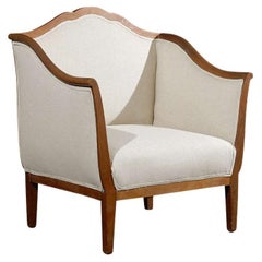 An Italian Walnut Upholstered Club Armchair/Accent Chair, Early 20th C.