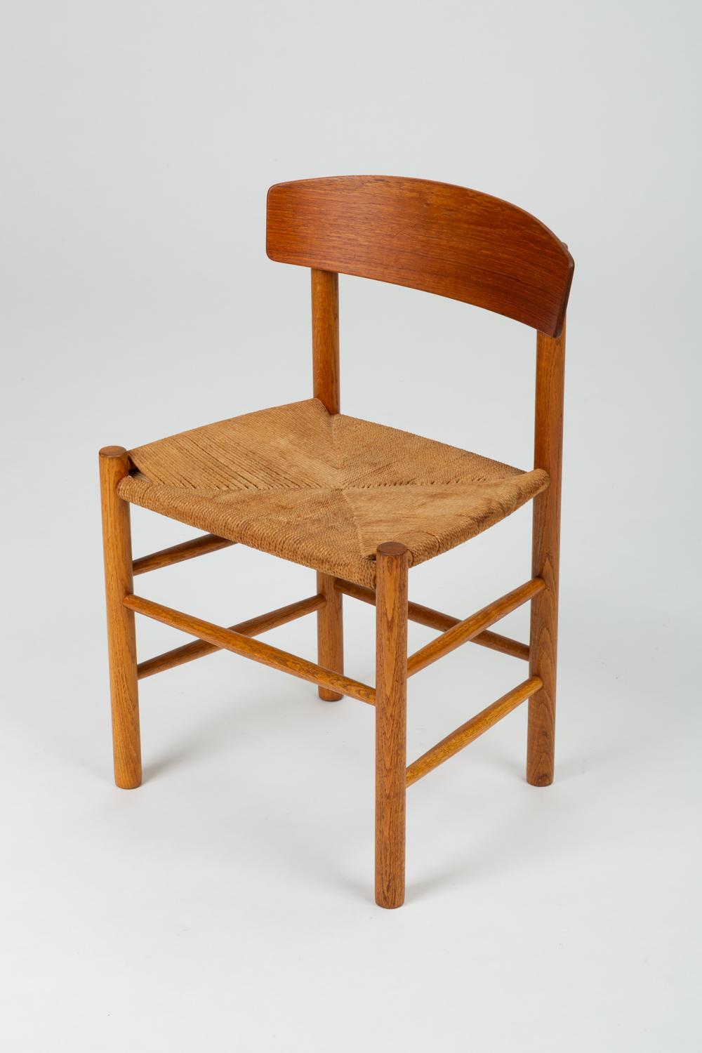 Hand-Woven Single J39 Oak Dining or Accent Chair by Børge Mogensen for FDB Møbler