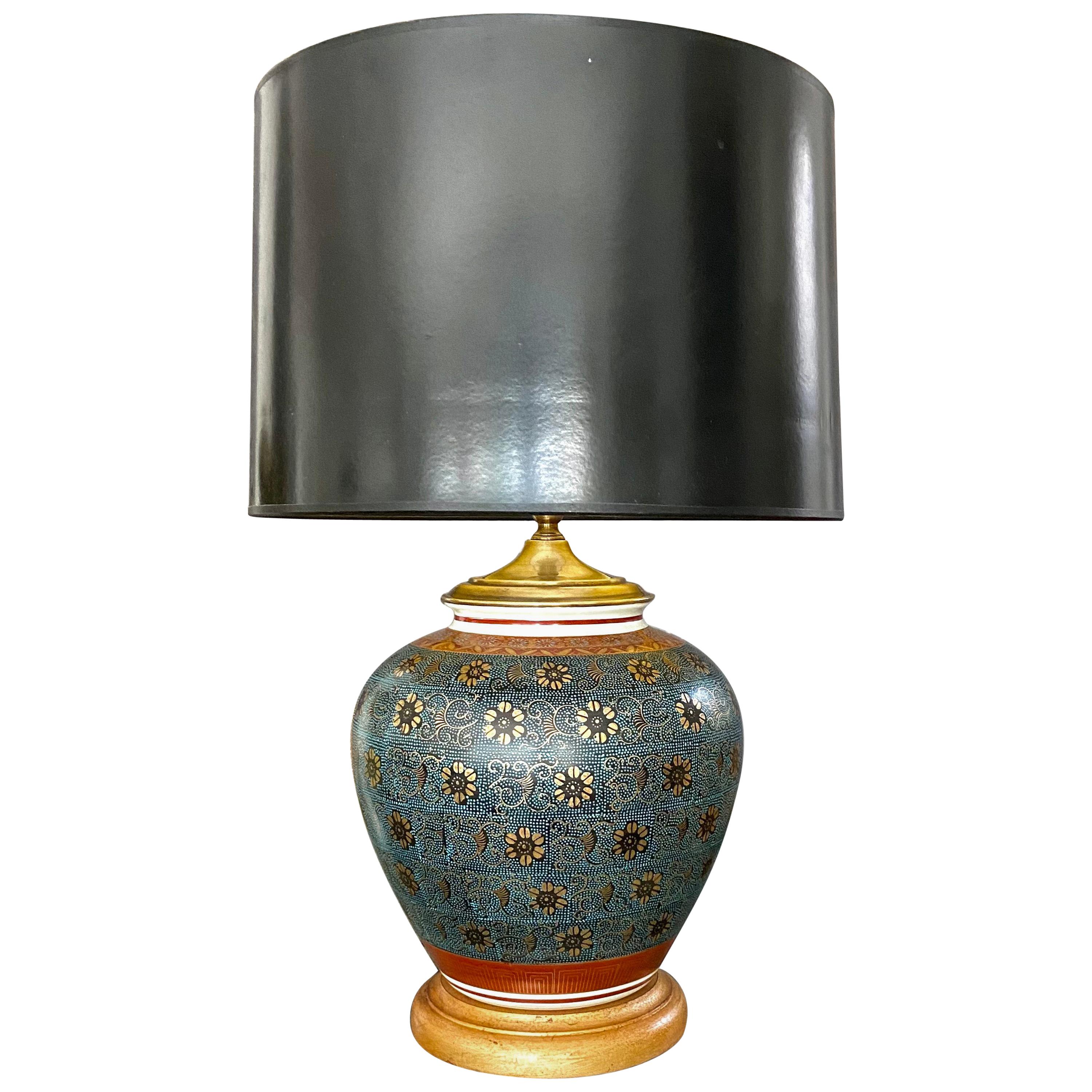 Single Japanese Asian Porcelain Table Lamp