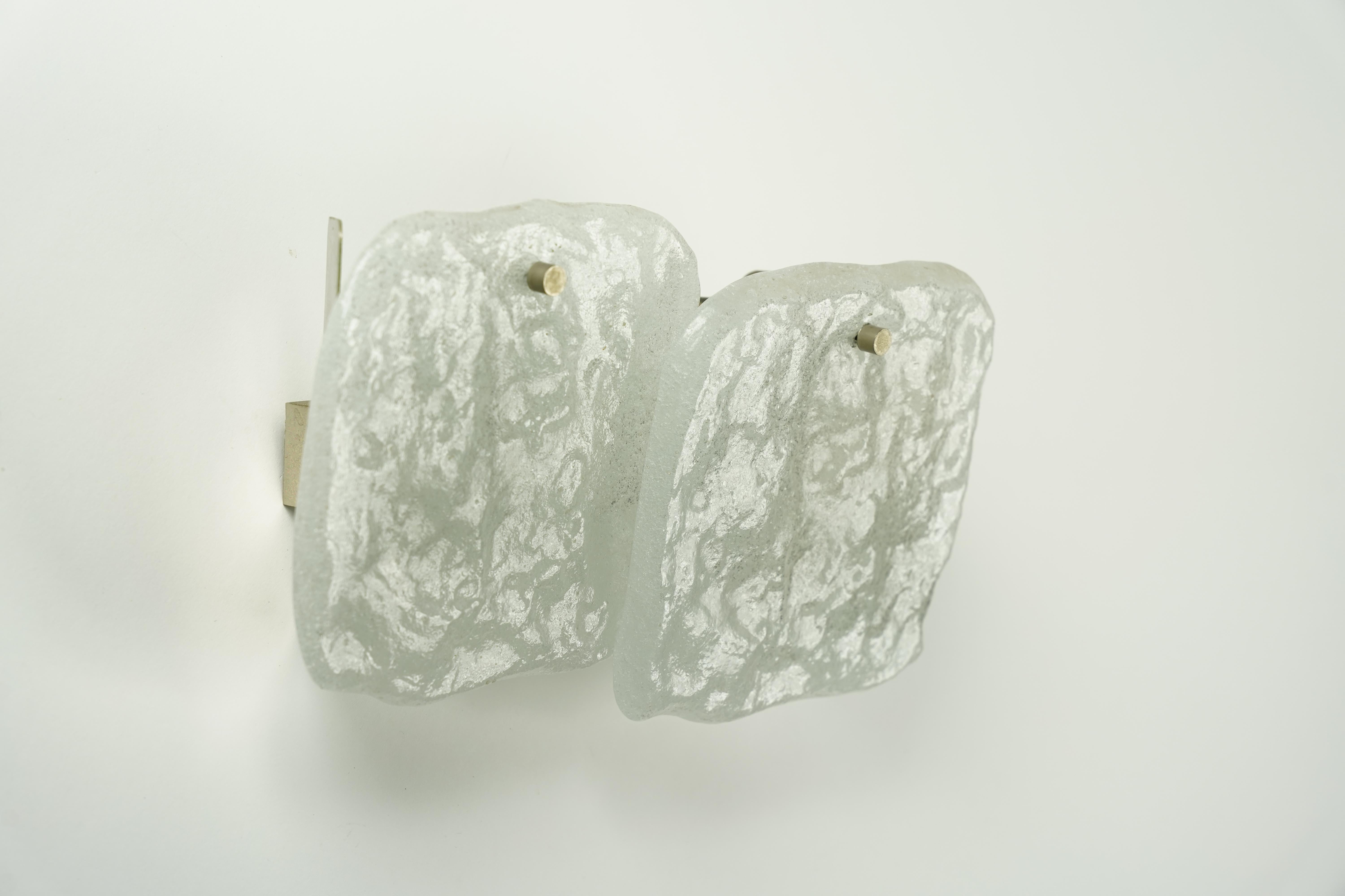 20th Century Four single Kalmar Wall Light 2 bubbleGlass chrome sconce, Vienna Austria, 1970s For Sale