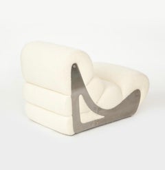 Single Kappa Slipper Lounge Chair in Bouclé, France 1970's