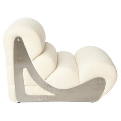 Single Kappa Slipper Lounge Chair in Bouclé, France 1970's