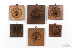 Single Key Hooks on Wooden Flower Boards, 20th Century