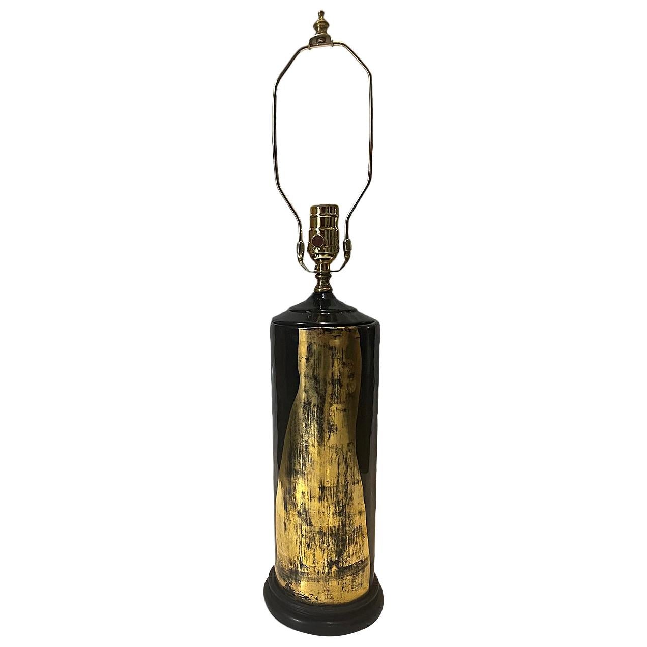 Single Lacquered and Gilt Table Lamp For Sale