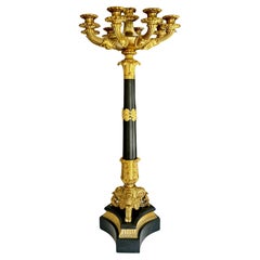 Grand chandelier en bronze doré de la Restauration française