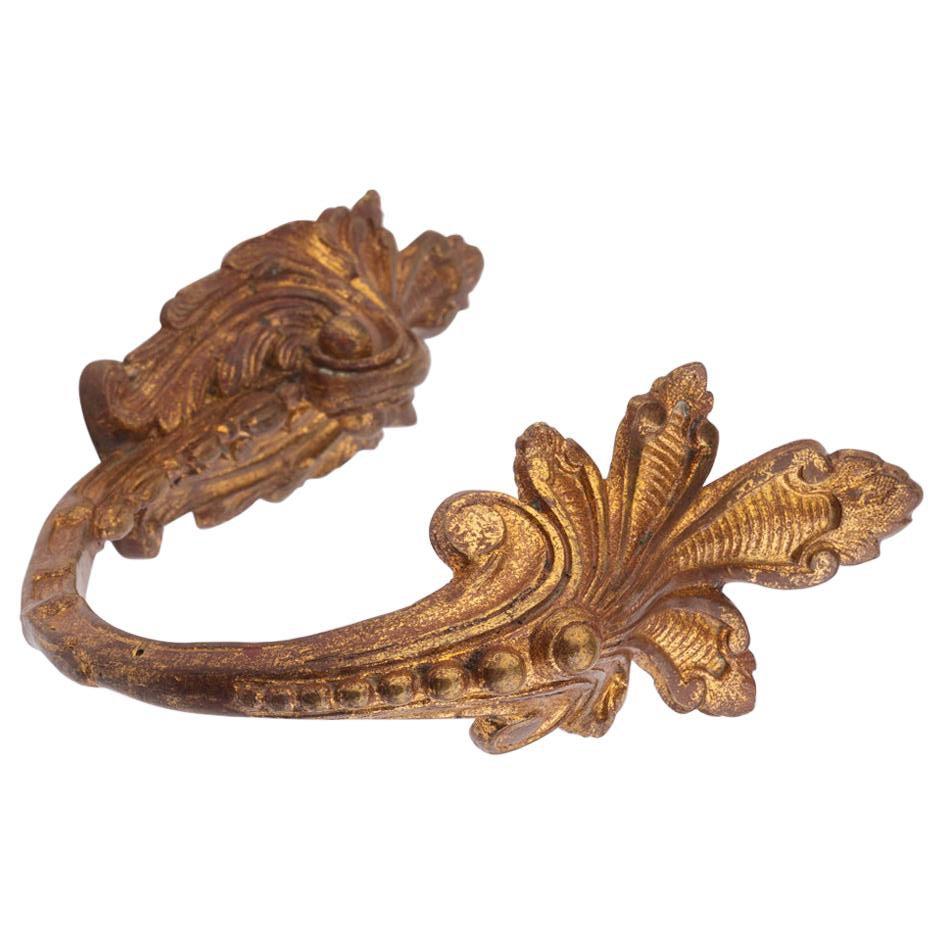 Single Large Gilt Bronze Curtain Tie-Back