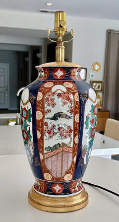 Single Large Japanese Asian Imari Porcelain Table Lamp