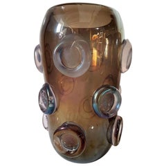 Single Large Mid-Century Modern Brown and Purple Iridescent Vase, Seguso, 1970s