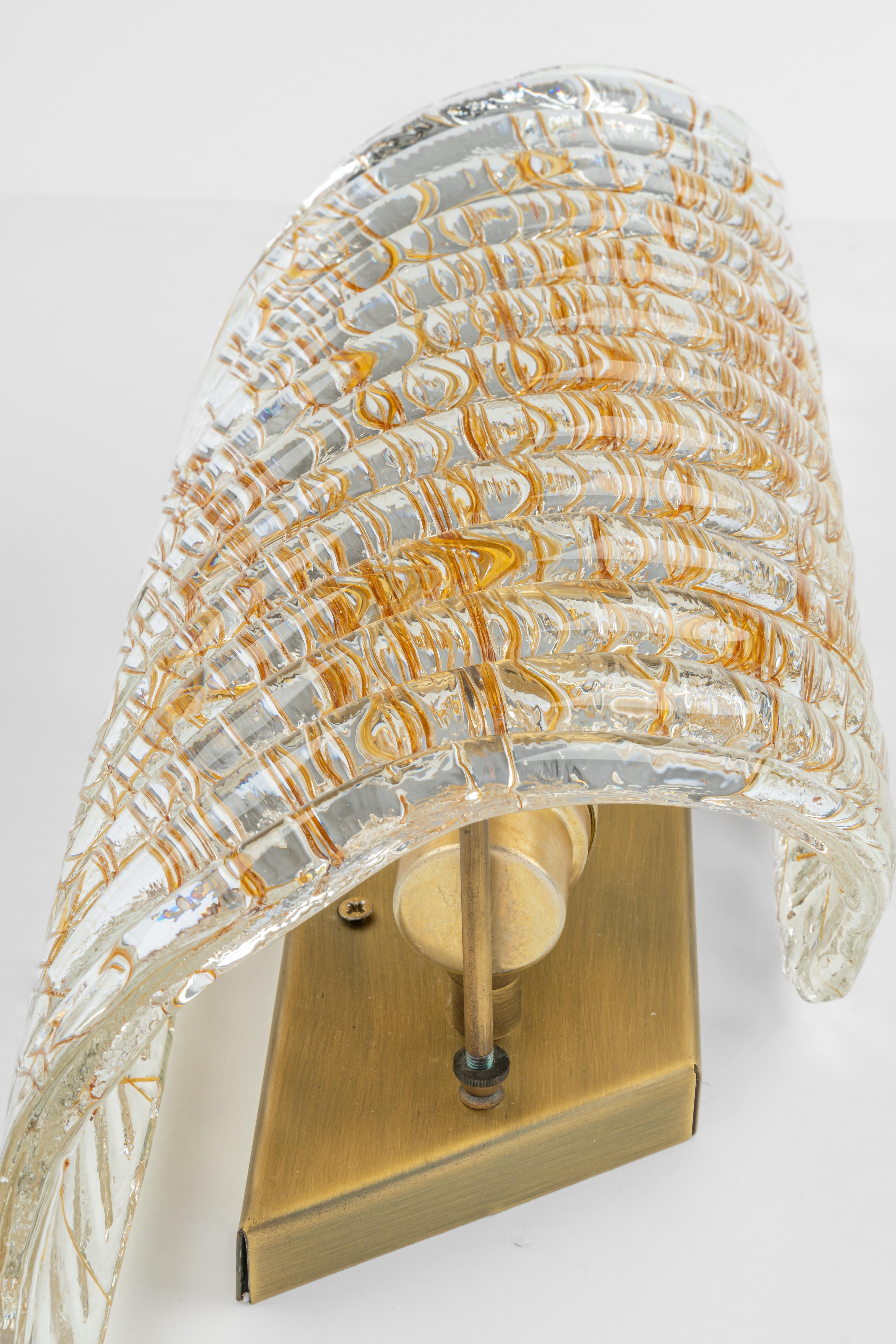 Single Large Murano Brass Sconce by Hillebrand, Germany, 1970s In Good Condition For Sale In Aachen, NRW
