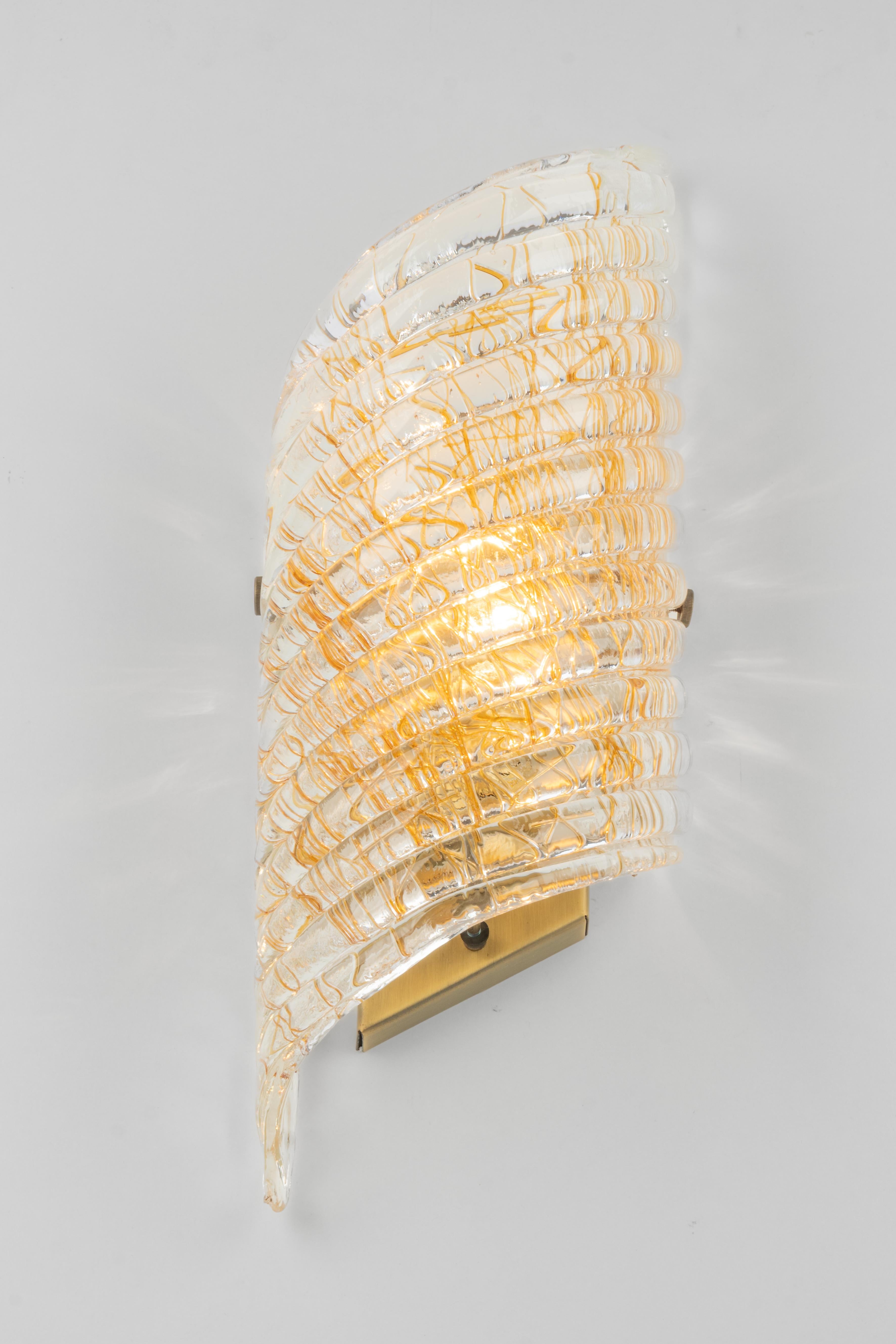 Single Large Murano Brass Sconce by Hillebrand, Germany, 1970s For Sale 2