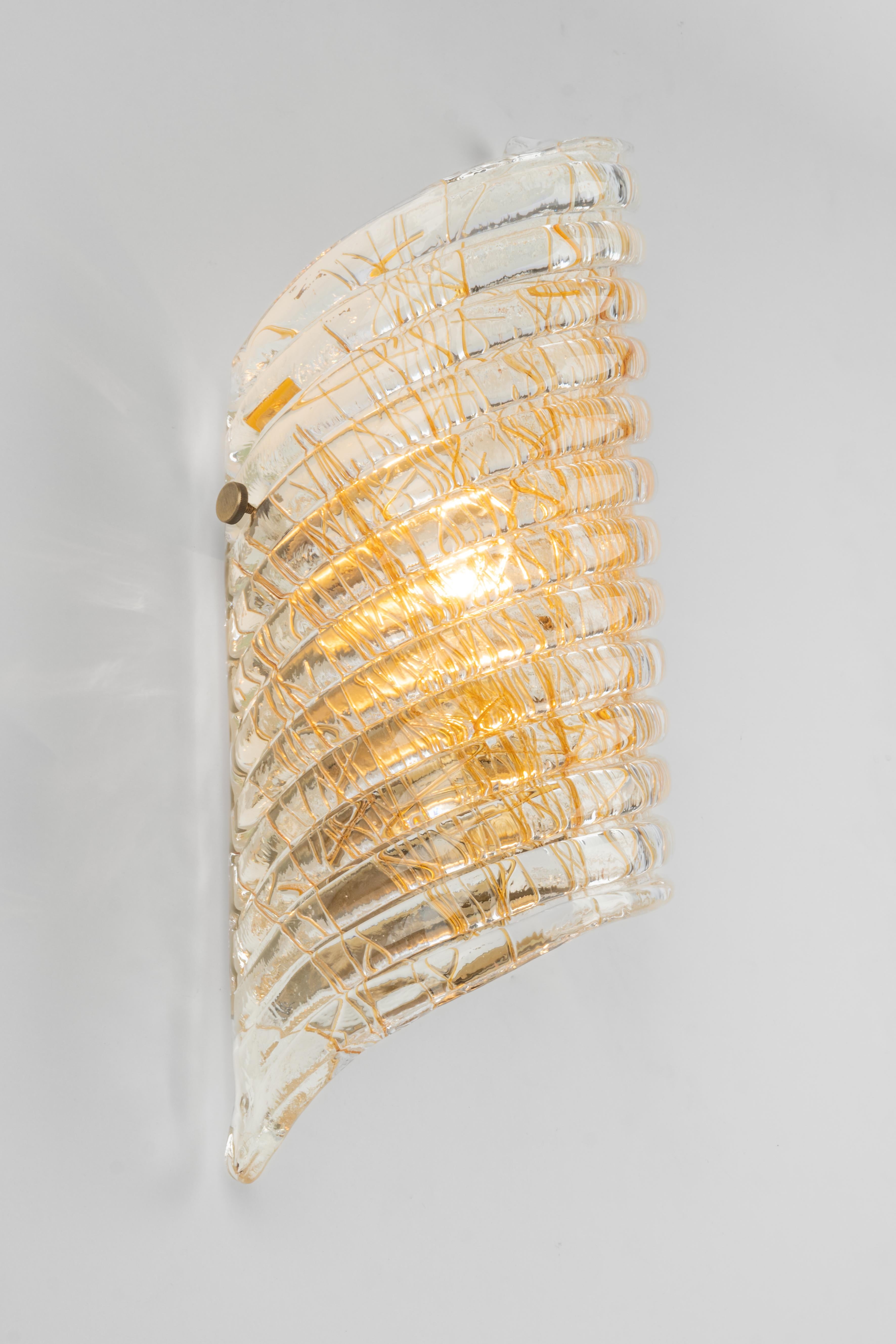 Single Large Murano Brass Sconce by Hillebrand, Germany, 1970s For Sale 3